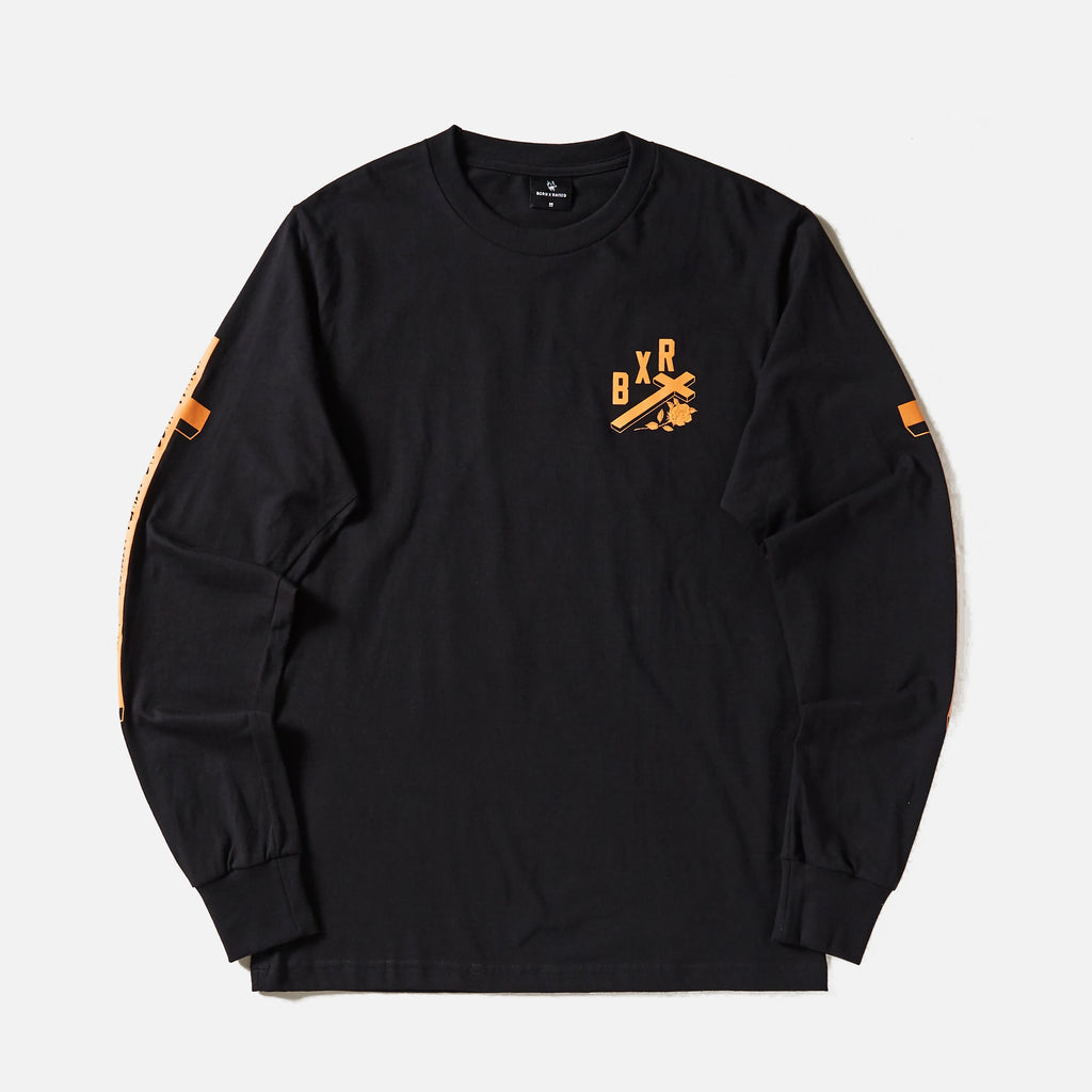 Born x Raised You`ll Miss Us L/S Crew Neck Tee - Black / Orange