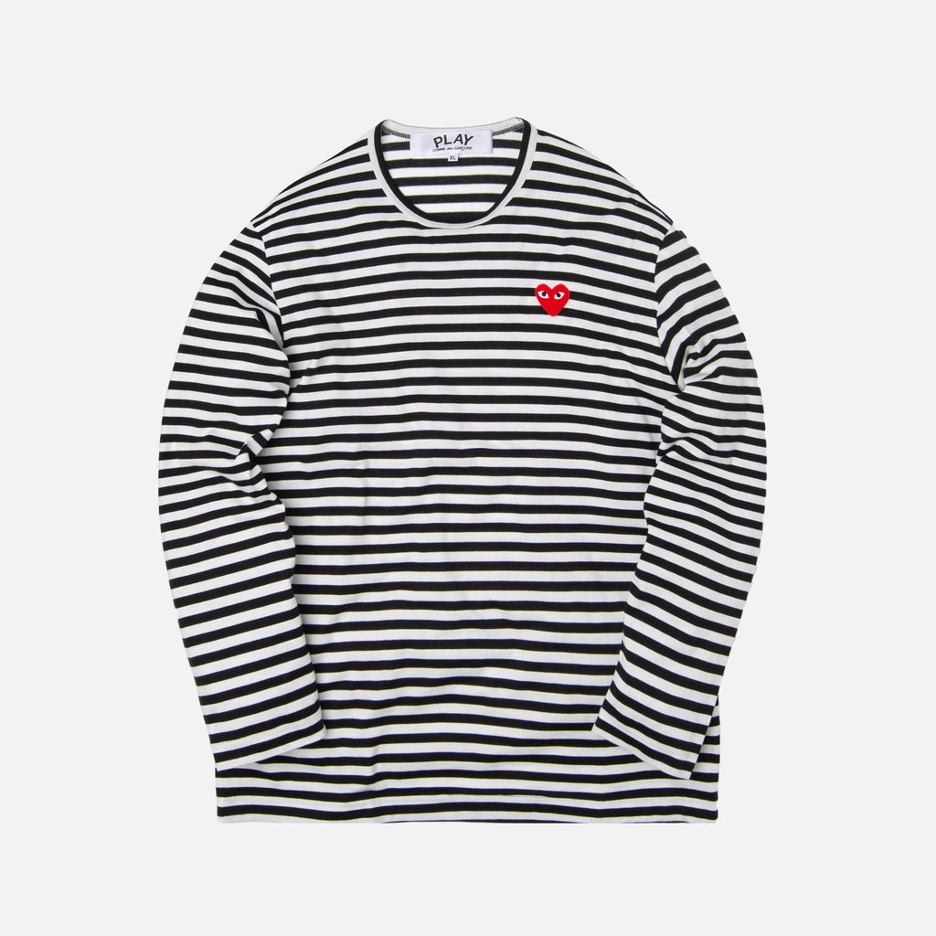 Comme des Garçons Play Striped Long Sleeve Tee - Black / White