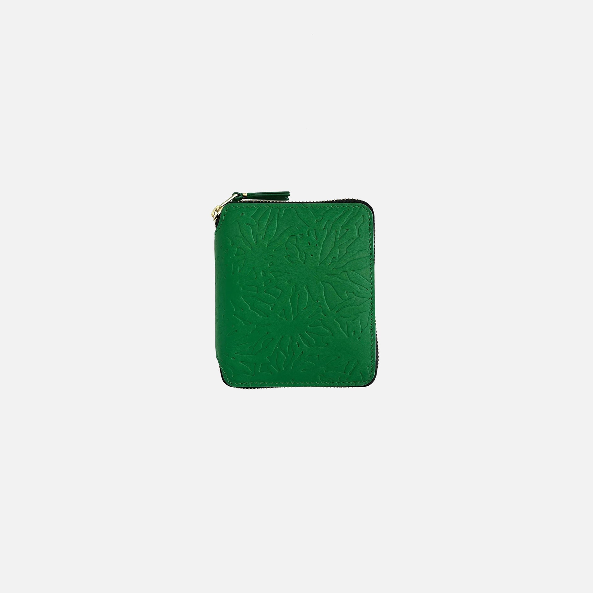 CDG Pocket Embossed Forest Zip Around Wallet - Green