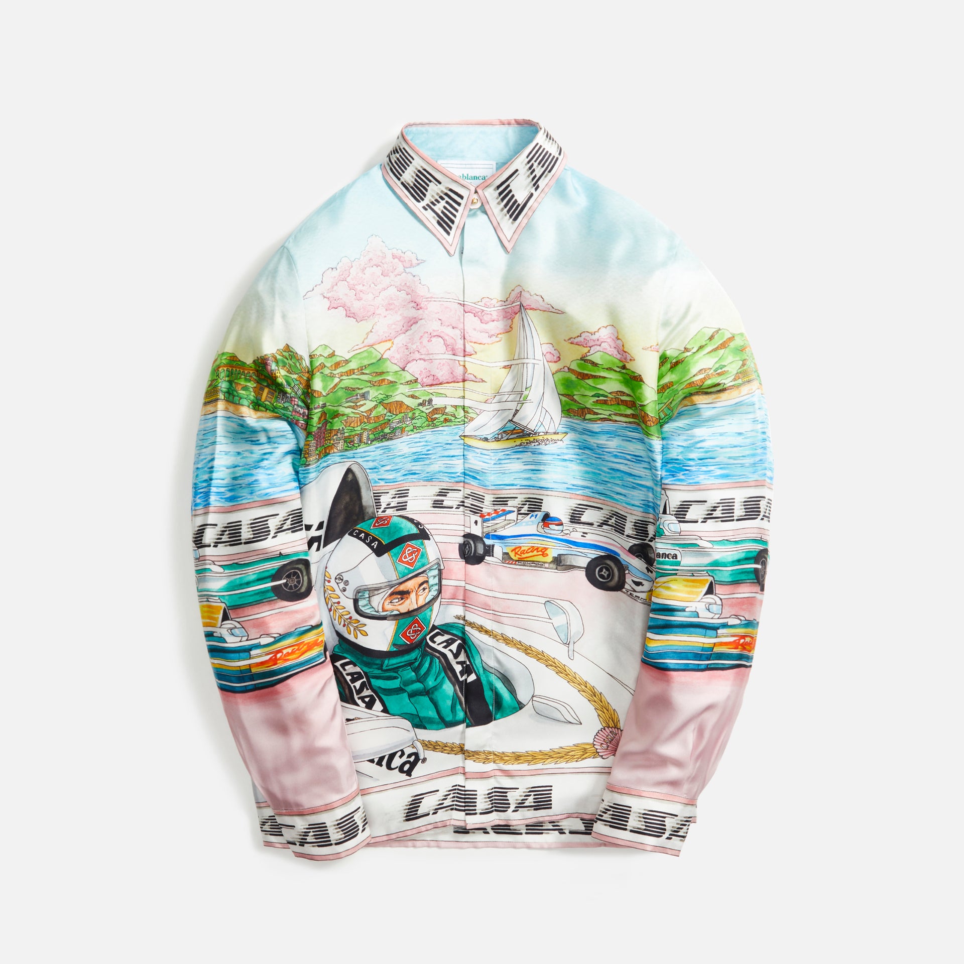 Casablanca Printed Silk Twill Shirt The Art of Racing - Multicolor