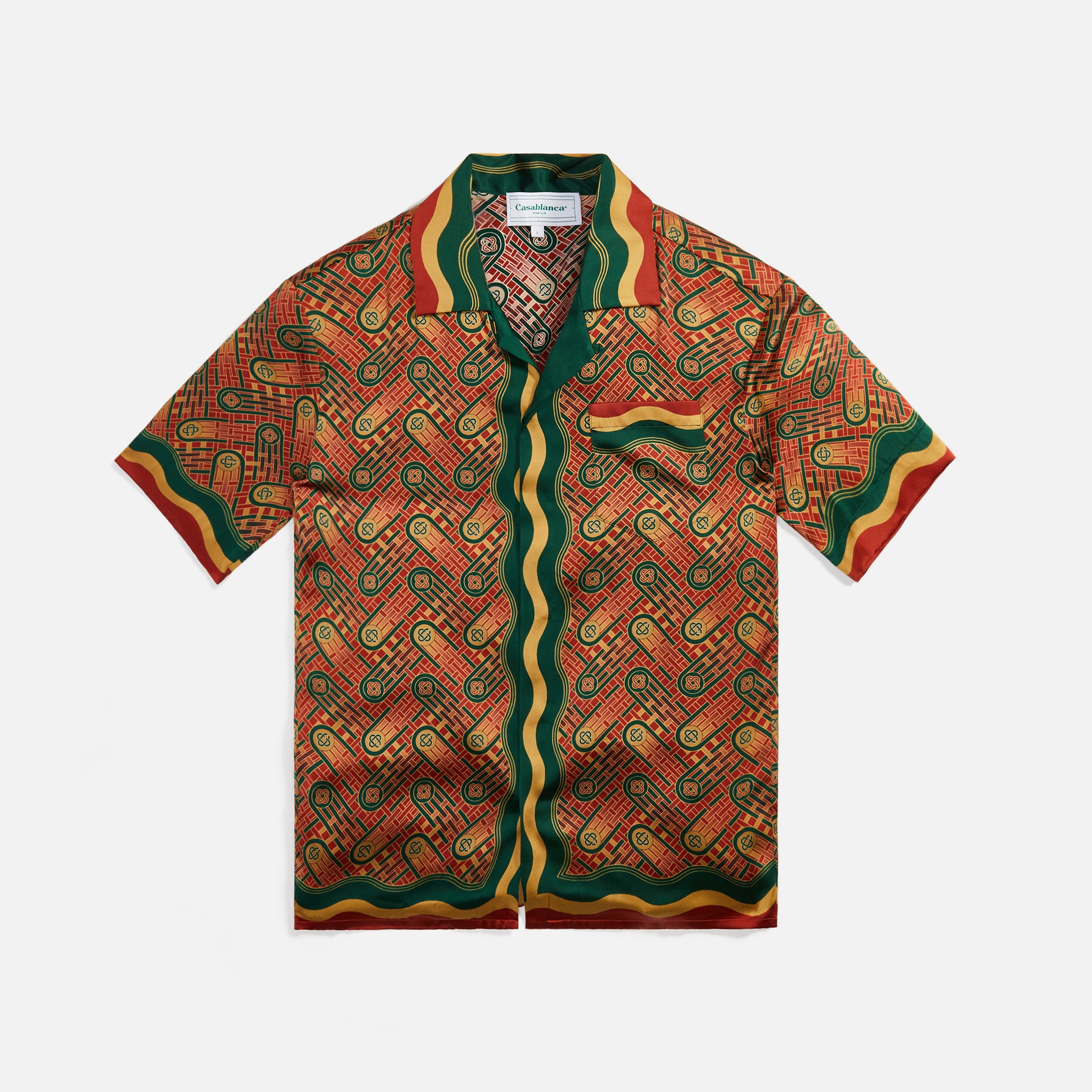 Casablanca Cuban Collar Shirt Ping Pong Monogram - Burgundy