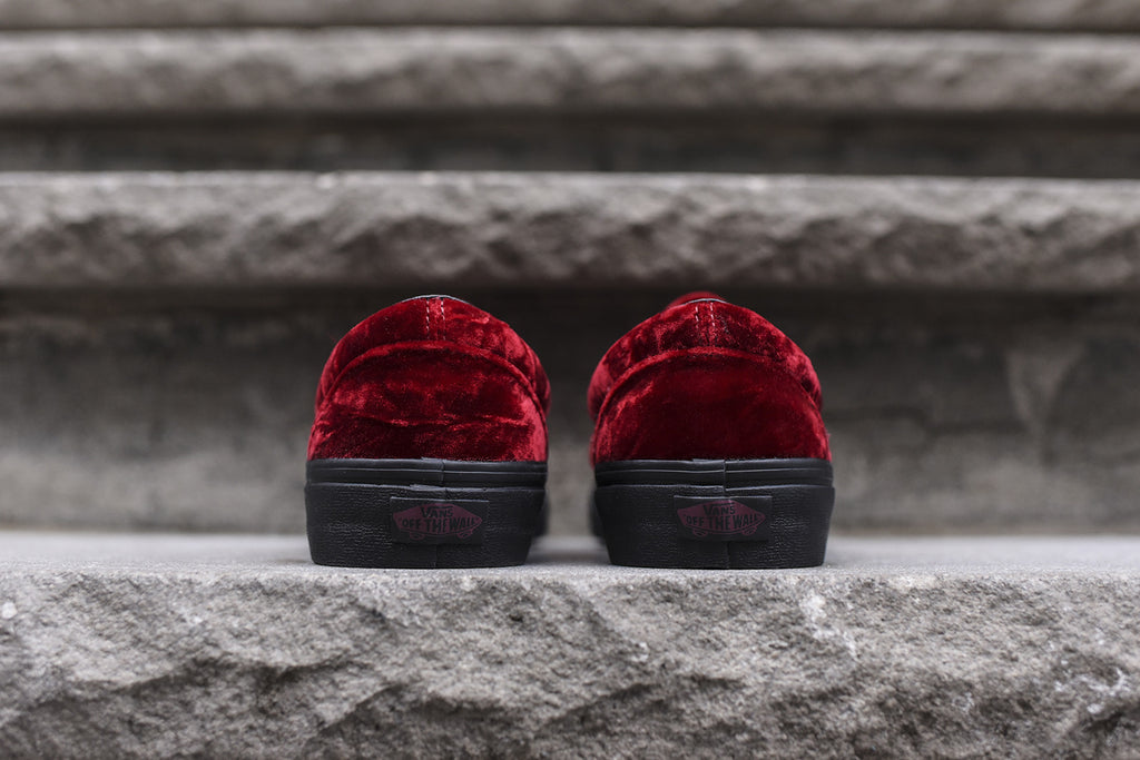 Red velvet best sale vans slip ons