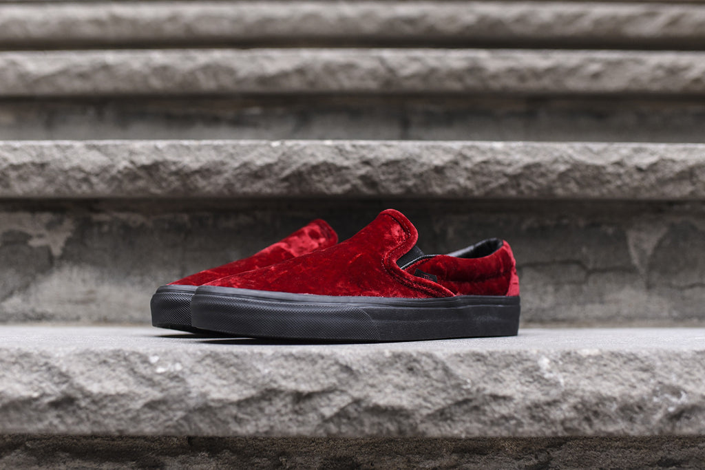 Red velvet vans slip ons new arrivals