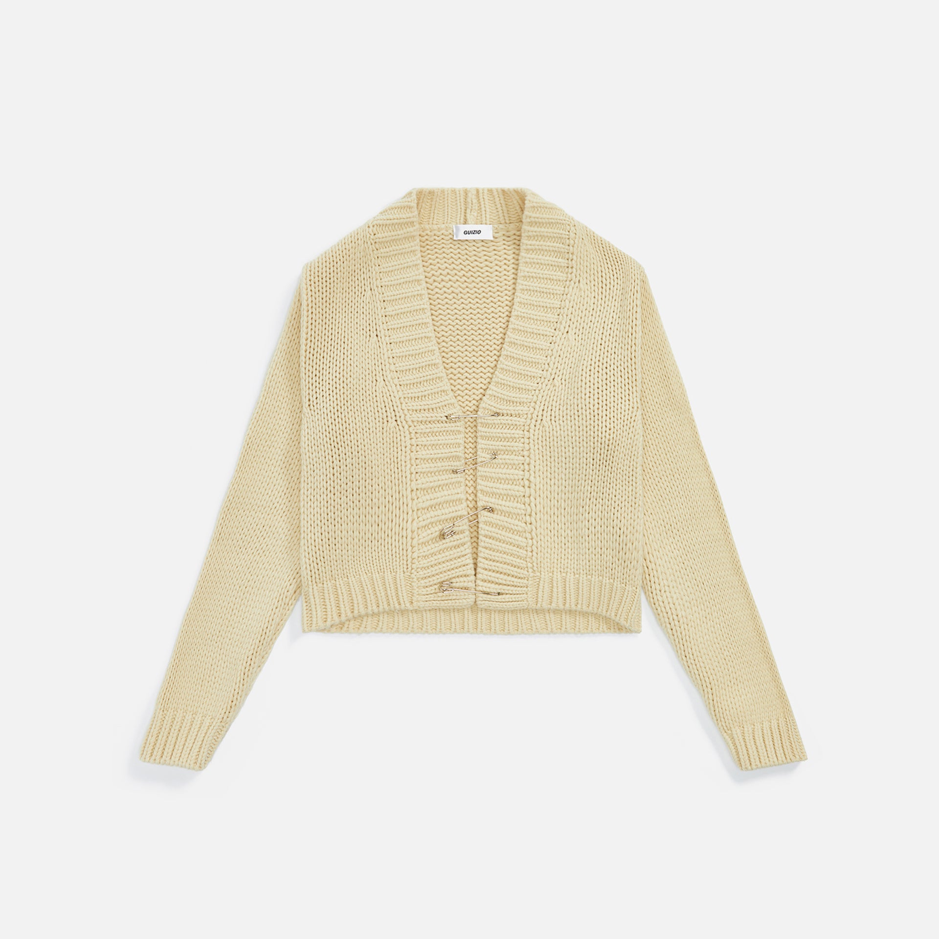 GUIZIO Safety Pin Knit Cardigan - Cream