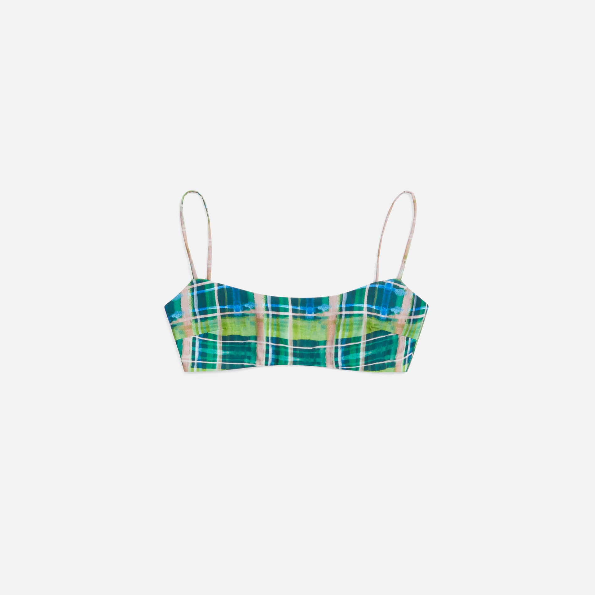 Danielle Guizio Plaid Bra Top - Dark Green