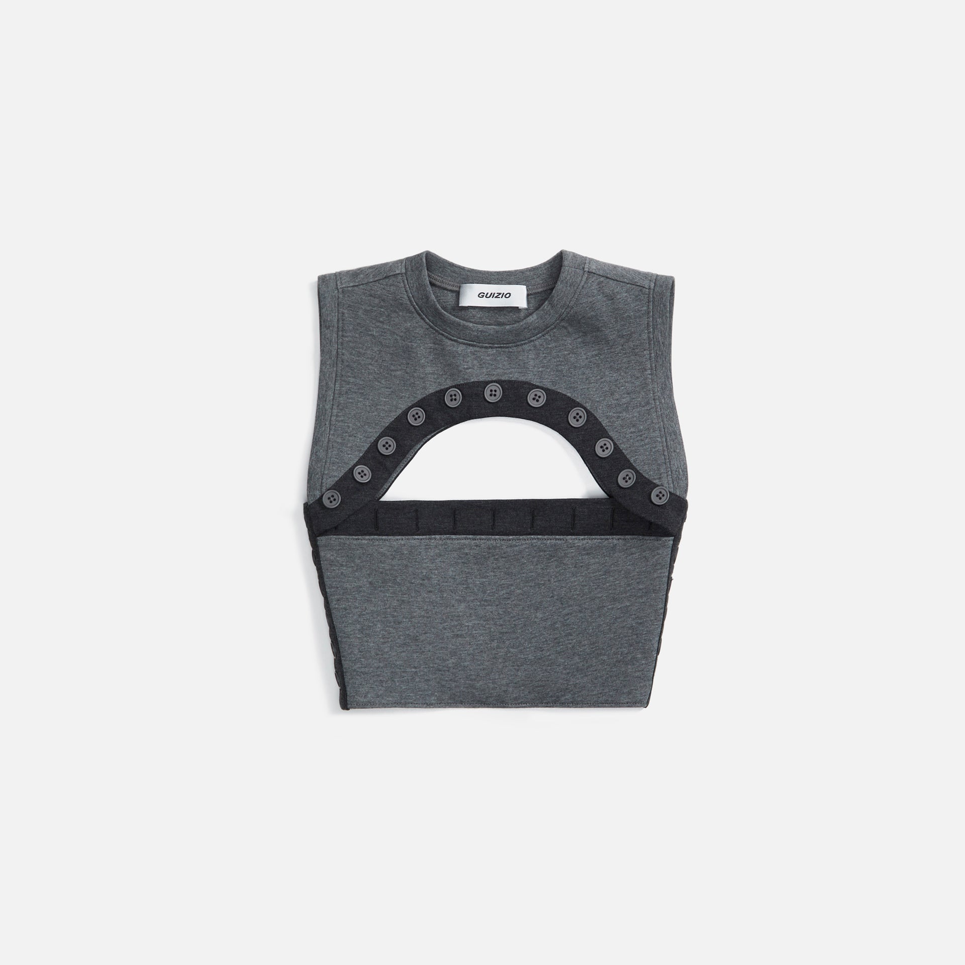 Danielle Guizio Button Placket Knit Tank - Dark Grey