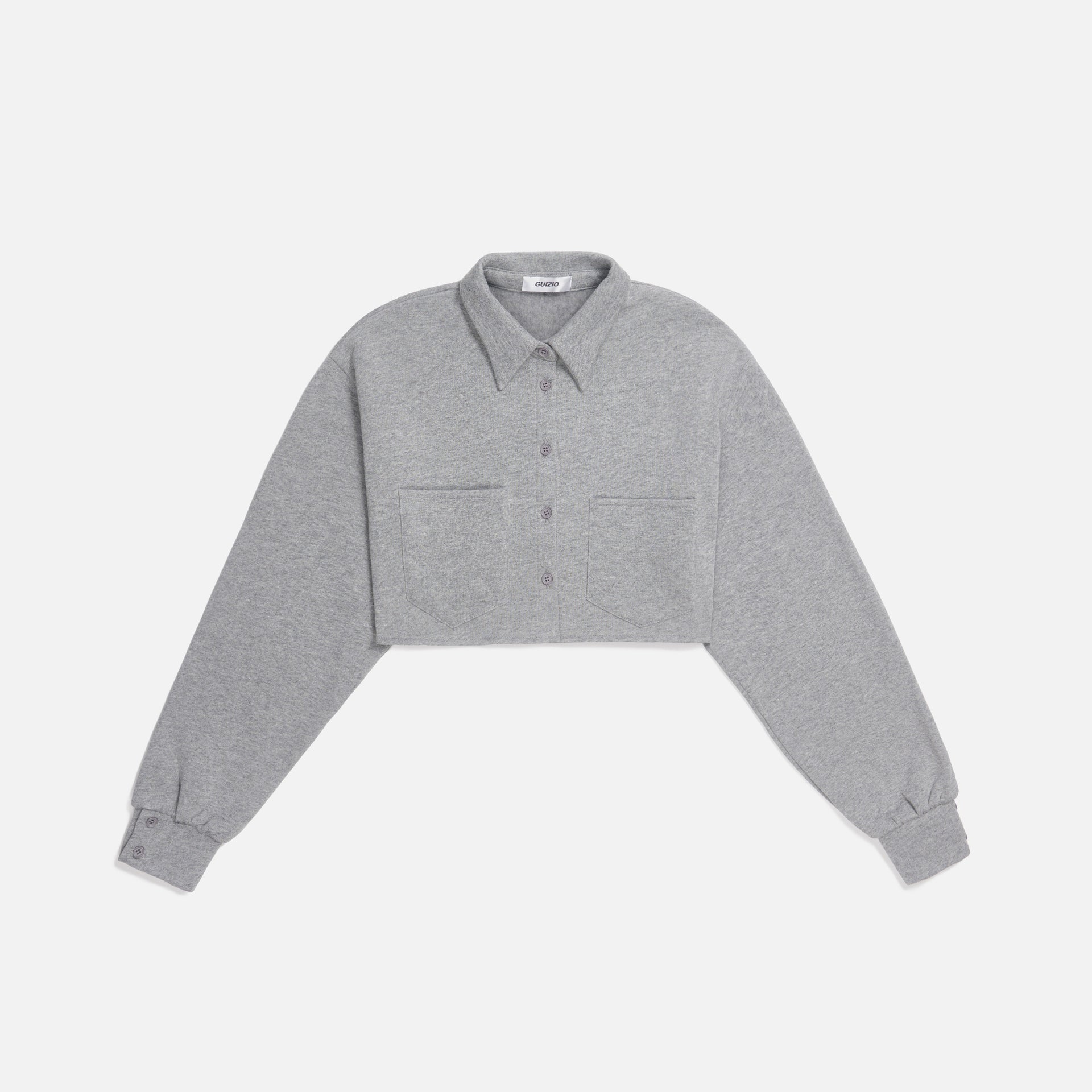 GUIZIO Fleece Button Up Top - Grey
