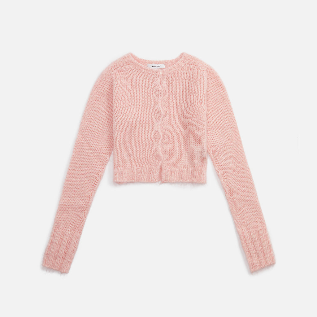 GUIZIO Mohair Fuzzy Cropped Cardigan - Rose Cloud – Kith