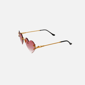 Vintage Frames Heart Decor 24KT Yellow Gold Sunglasses - Pink Grape Pop
