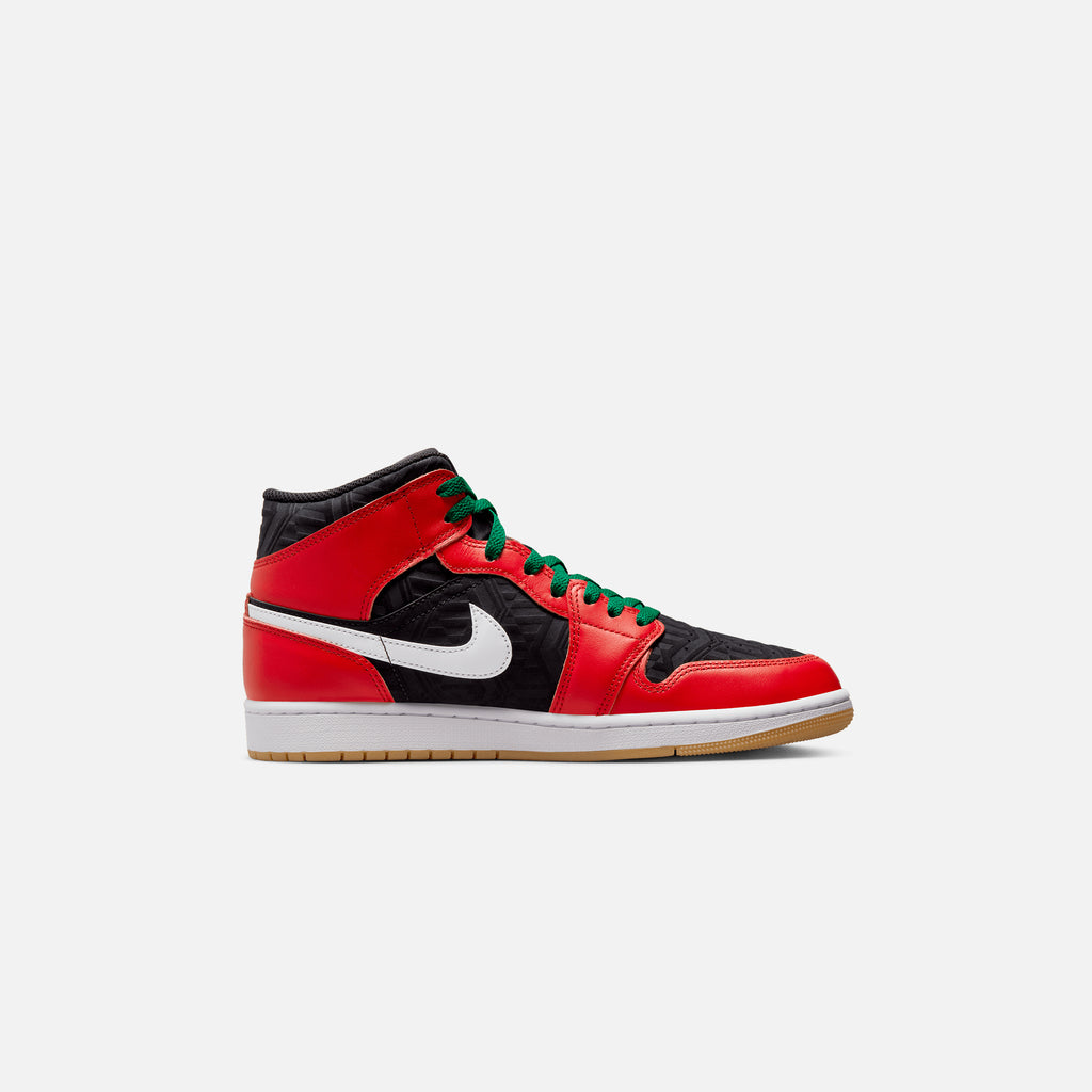 Jordan AIR JORDAN 1 MID - Sneaker high - black/fire red/white