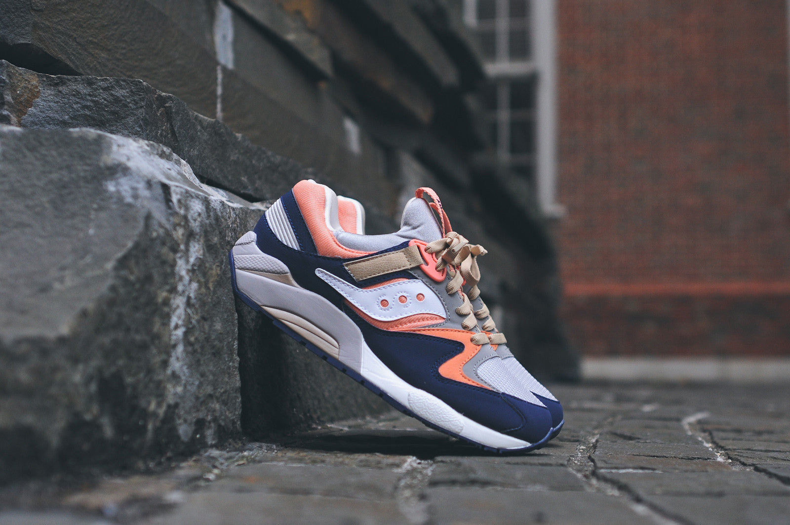 Saucony Grid 9000 - Tan / Navy / Coral (Kithstrike)