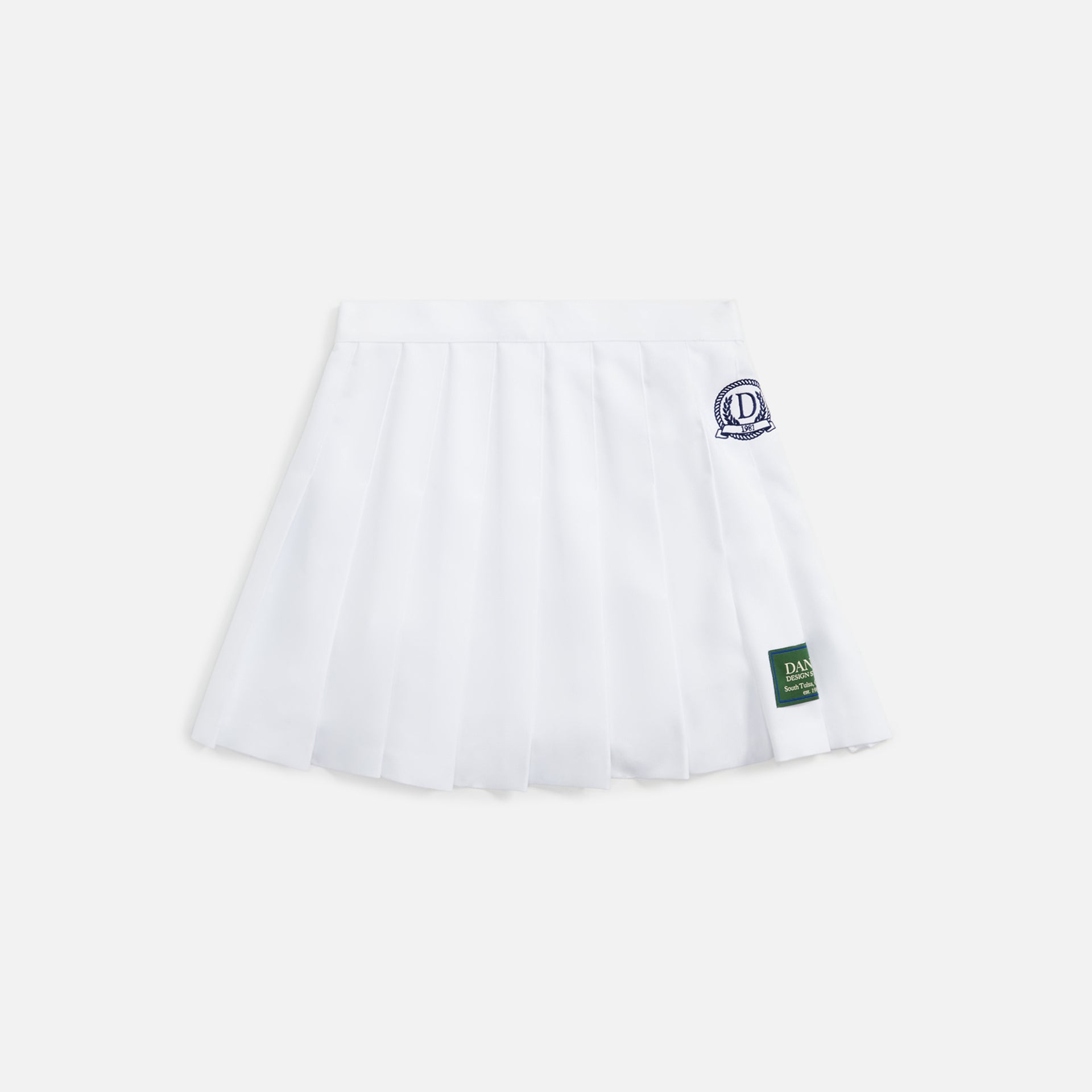 Danzy Tennis Skirt - White with Navy Logo