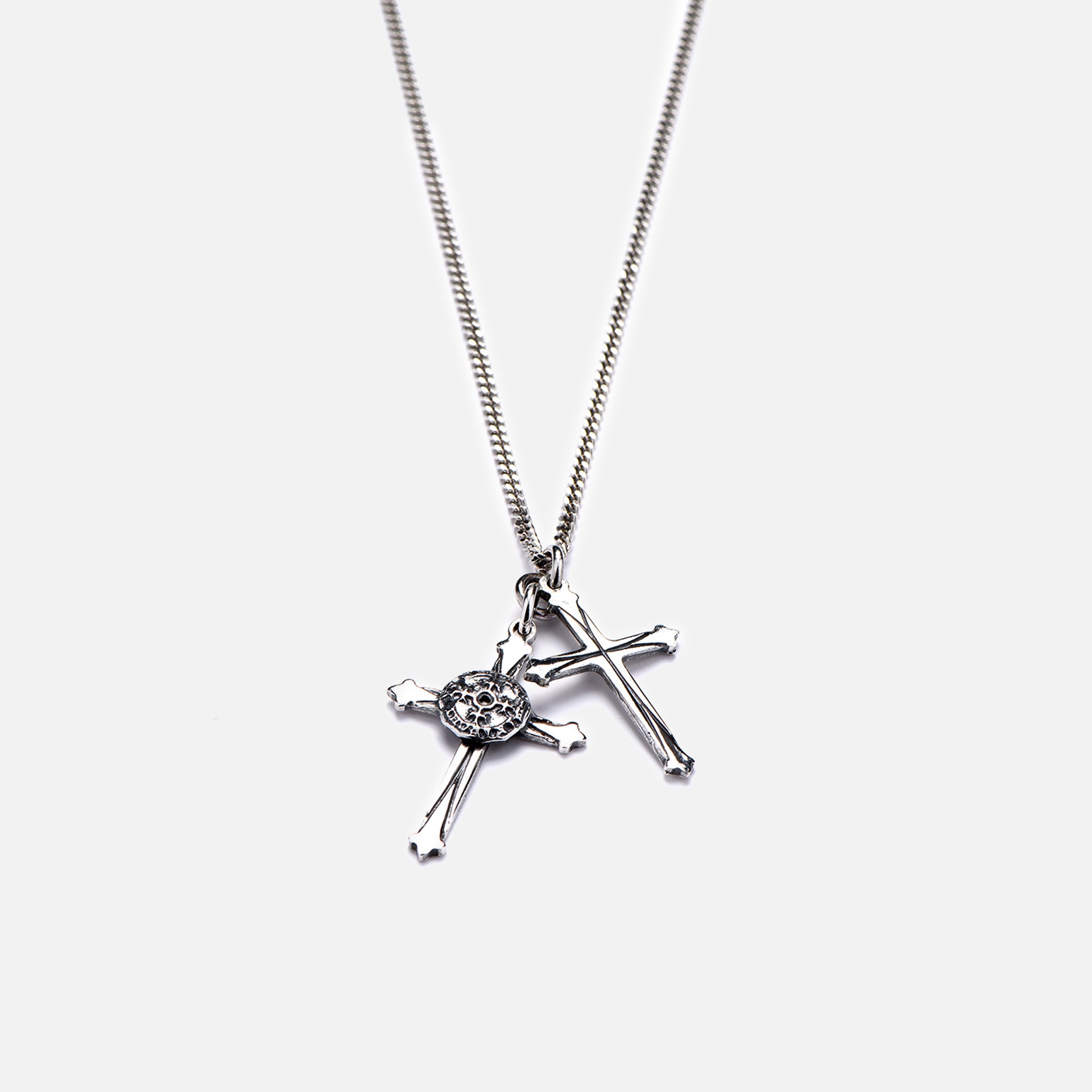 Emanuele Bicocchi Double Cross Necklace - Silver
