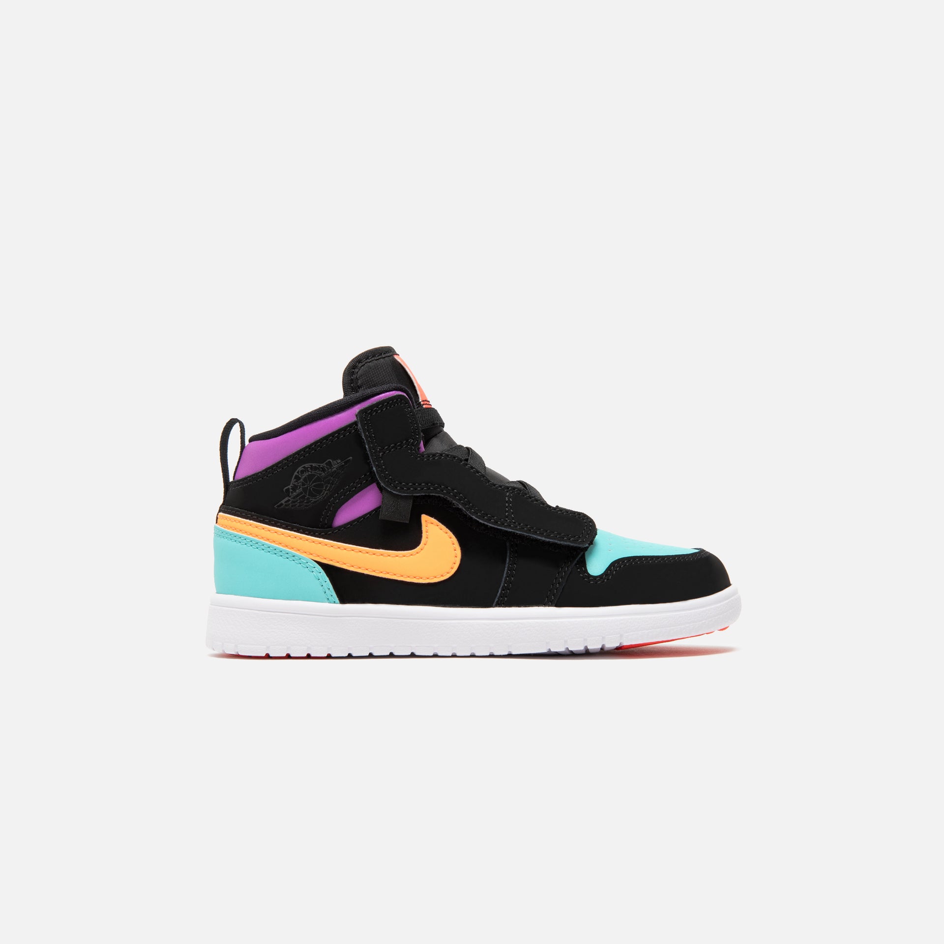 Nike Air Jordan Pre-School 1 Mid - Black / Total Orange / Aurora Green