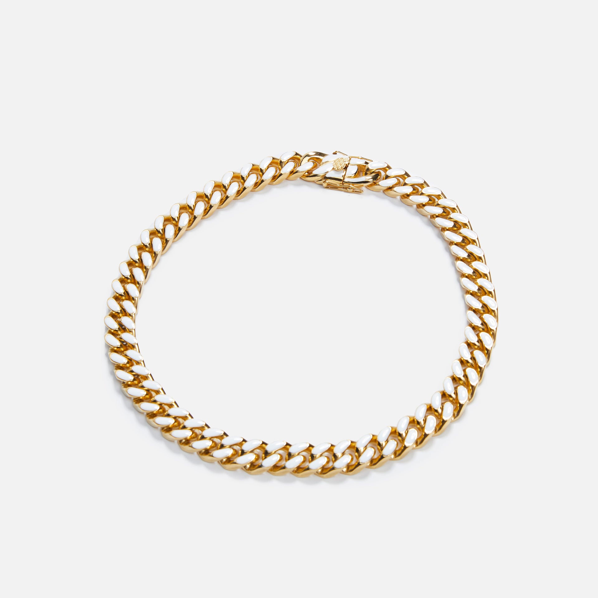 Fallon Enamel Chain Necklace - Gold / White