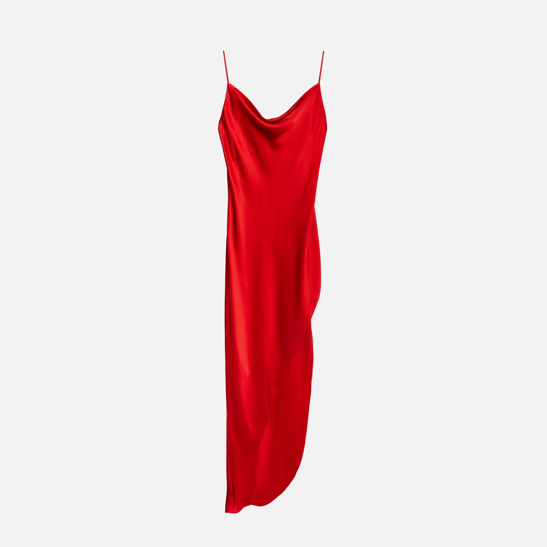 Fleur du Mal Cowl Slip Dress w/ High Slit - Rouge