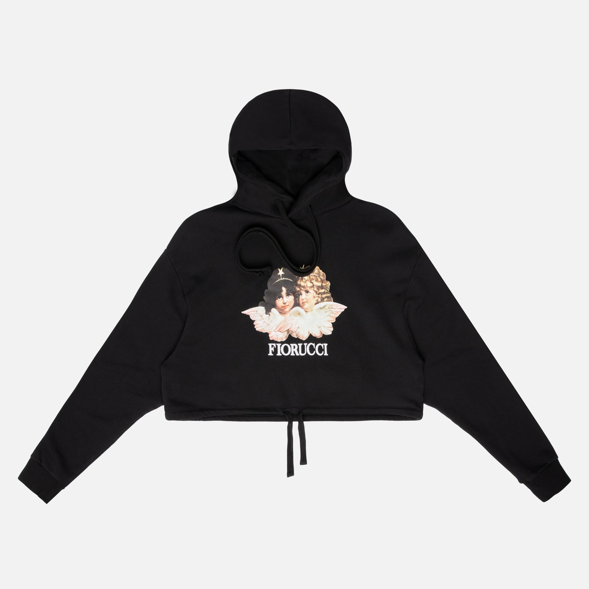 Fiorucci Vintage Angels Crop Hoodie - Black
