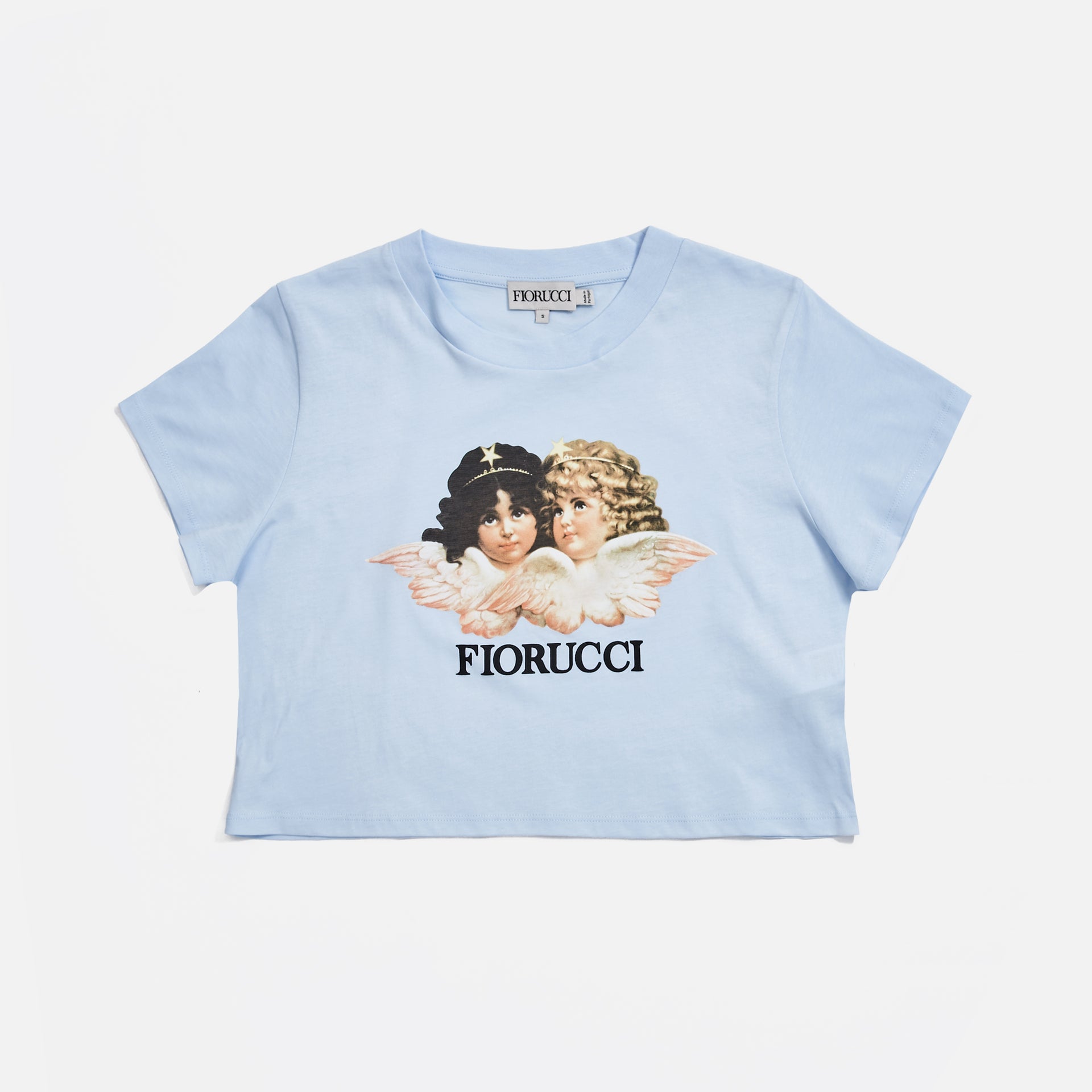 Fiorucci Vintage Angels Cropped Tee - Pale Blue