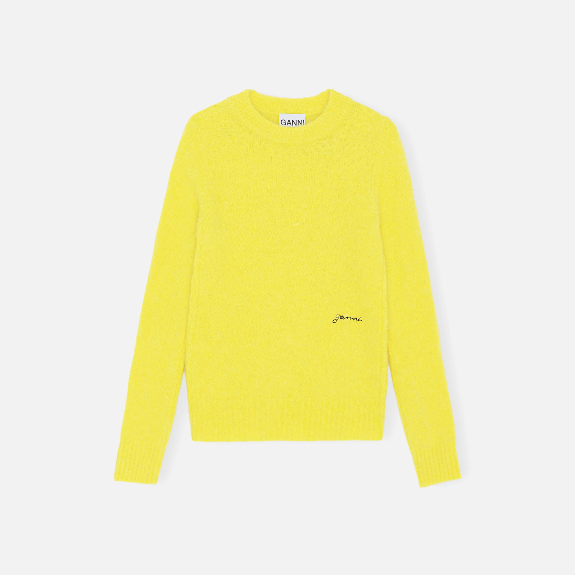 Ganni Brushed Alpaca O-Neck Sweater - Blazing Yellow