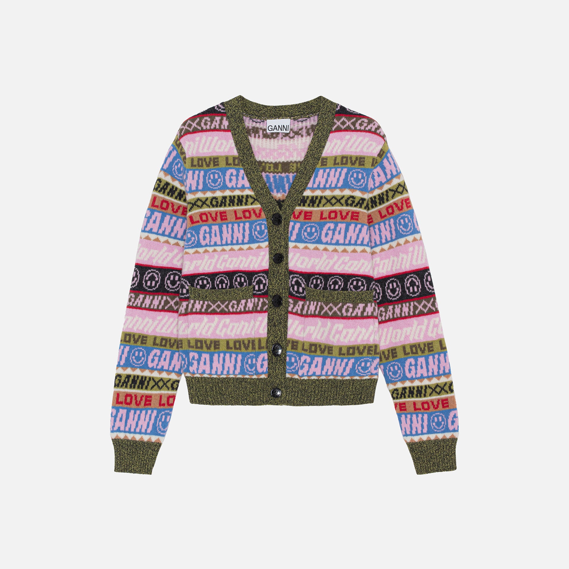 Ganni Graphic Cardigan - Multicolor