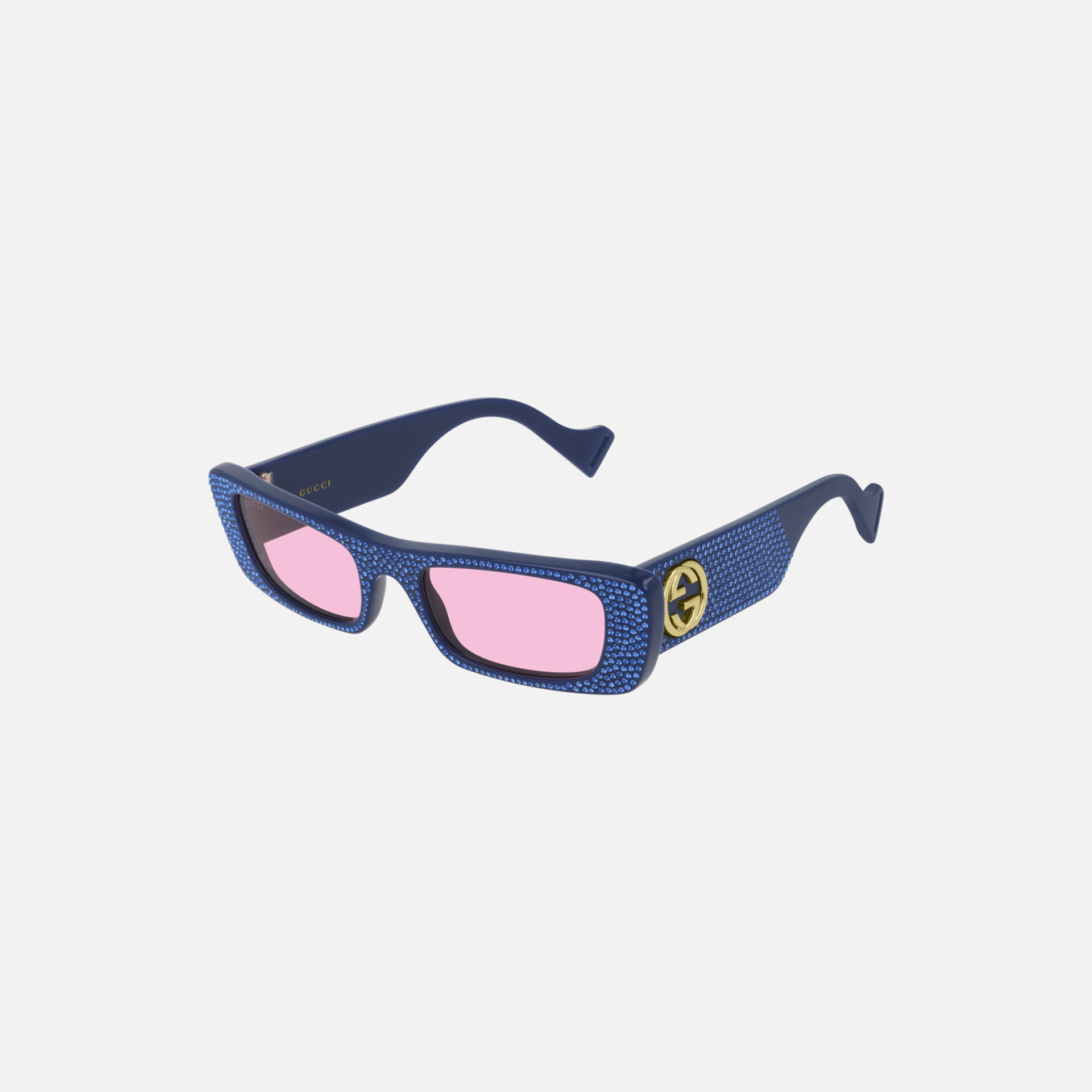 Gucci Eyewear Rhinestone Rectangle Frame - Pink Lens