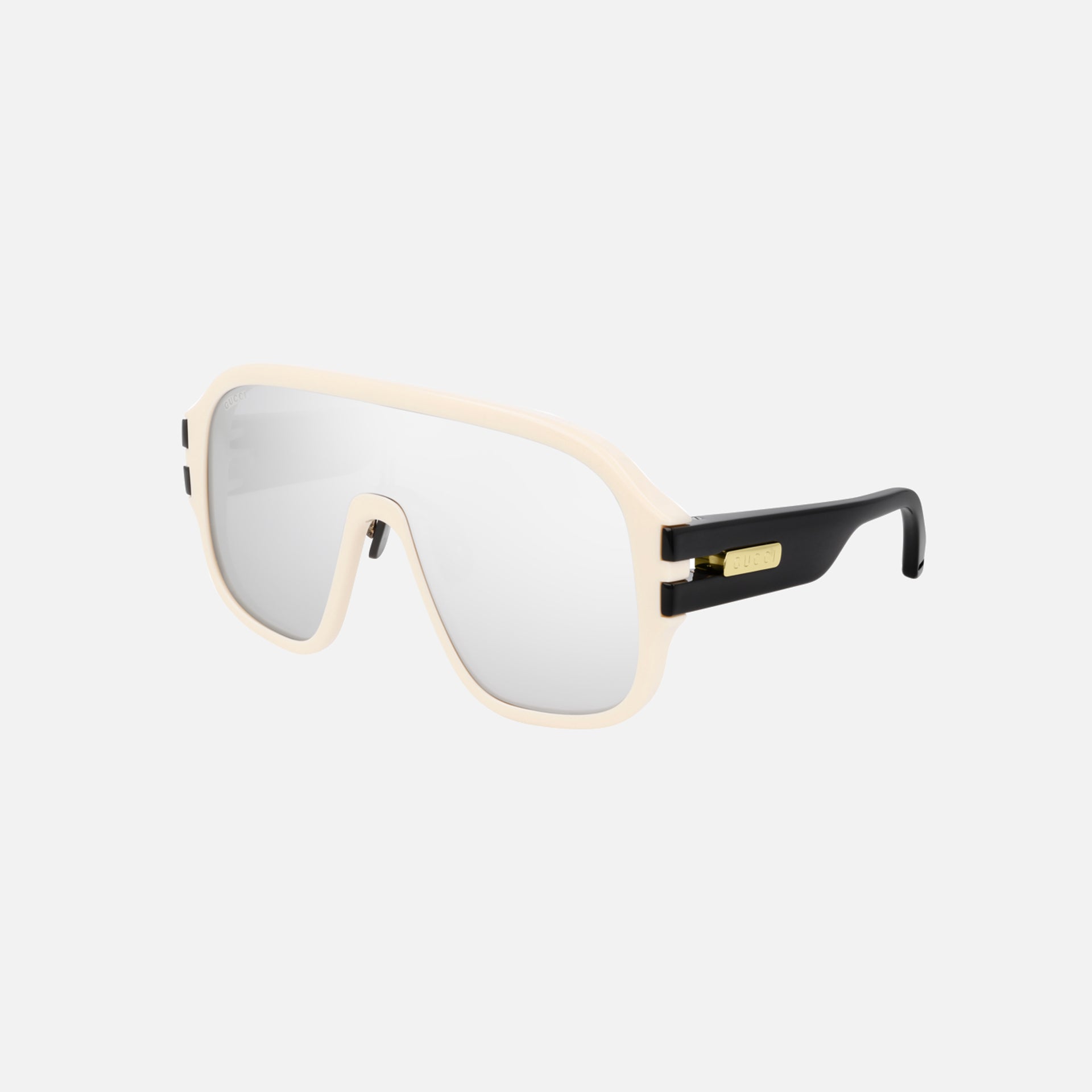 Gucci Eyewear XL Silver Mirror Ski Shield Mask - Ivory