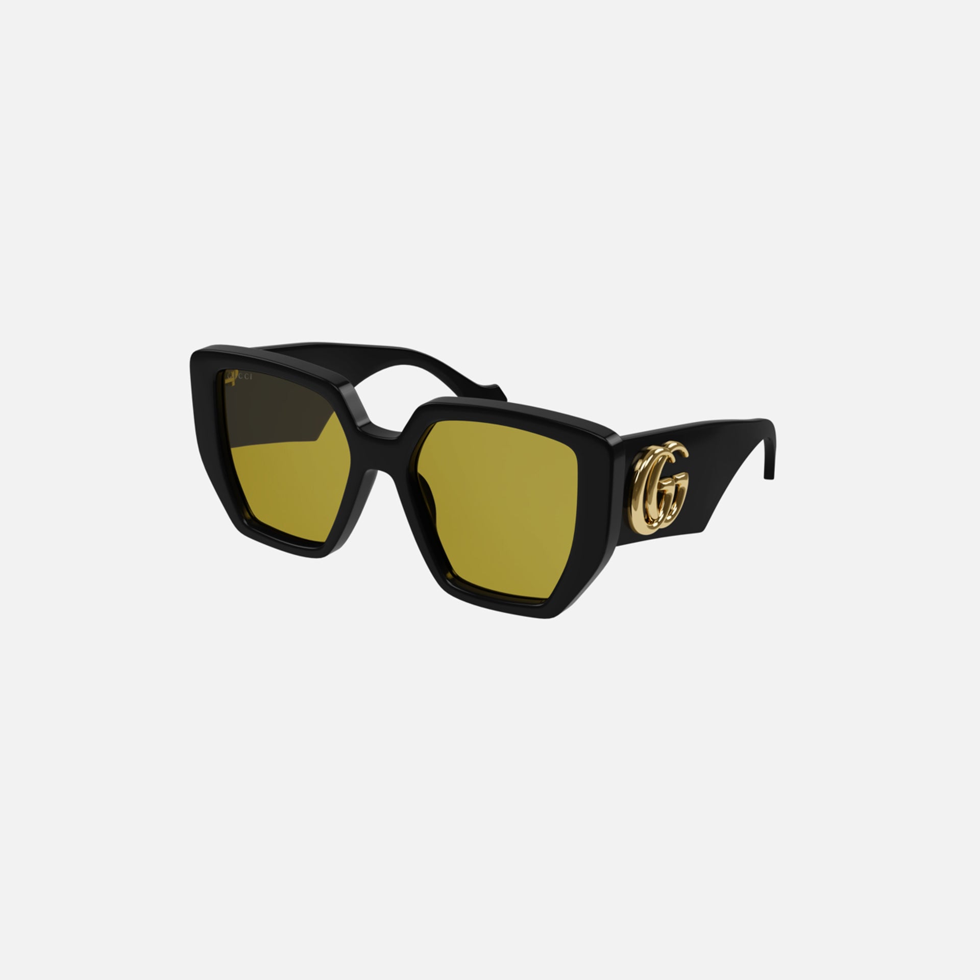Gucci Eyewear Chunky Hexagon Black Frame Yellow Lens