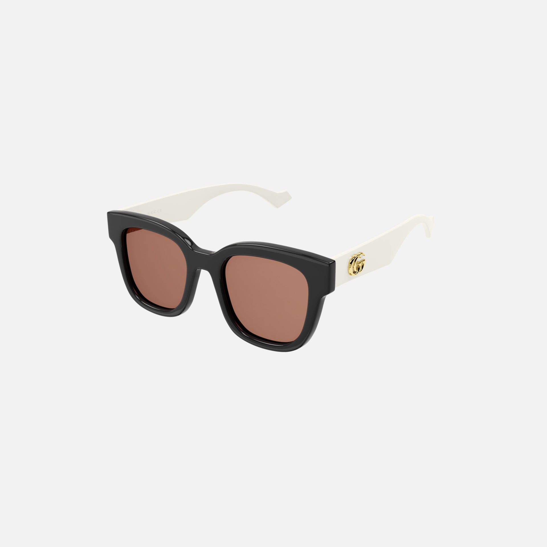 Gucci Eyewear Two Tone Square Frame Black White Arm Brown Lens