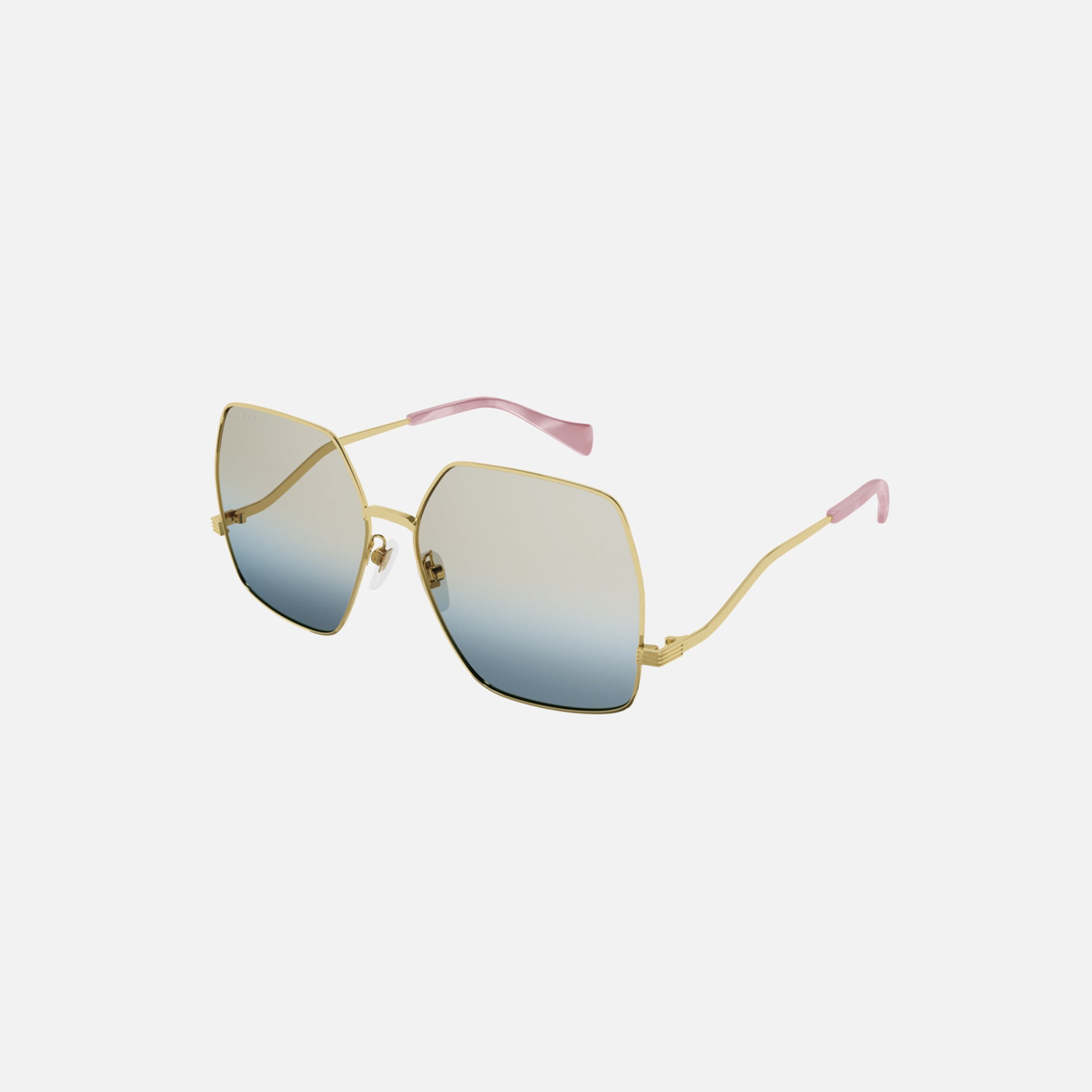 Gucci Eyewear XL Wire Frame Gradient Lens Blue Gold
