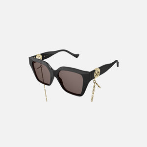 Gucci Eyewear Bold Square Frame Black w Gold Chain