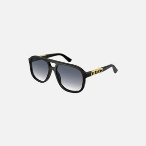 Gucci Aviator Acetate Grey Lens Sunglasses - Black