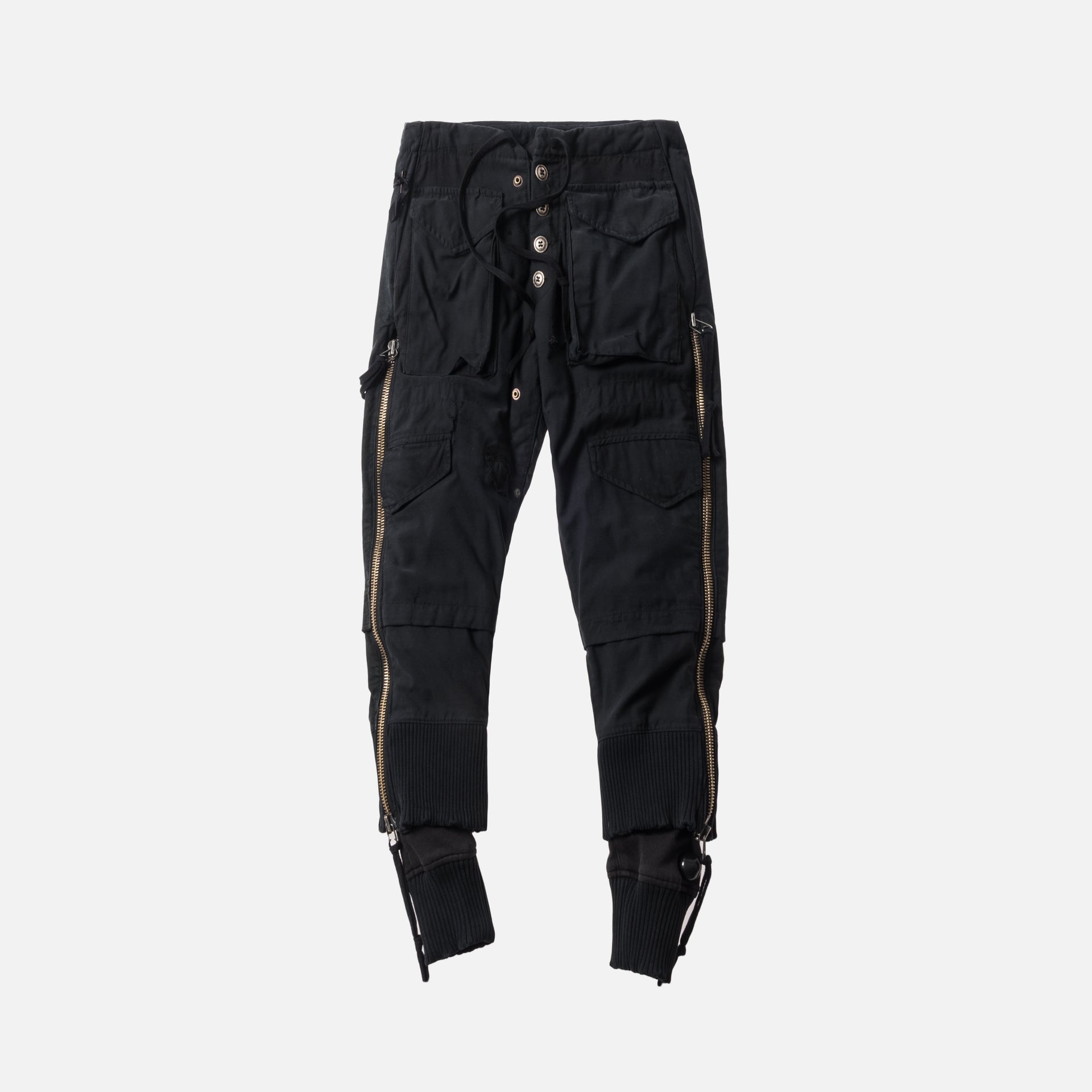 Greg Lauren Army Jacket Fleece Zipper Lounge Pant - Black