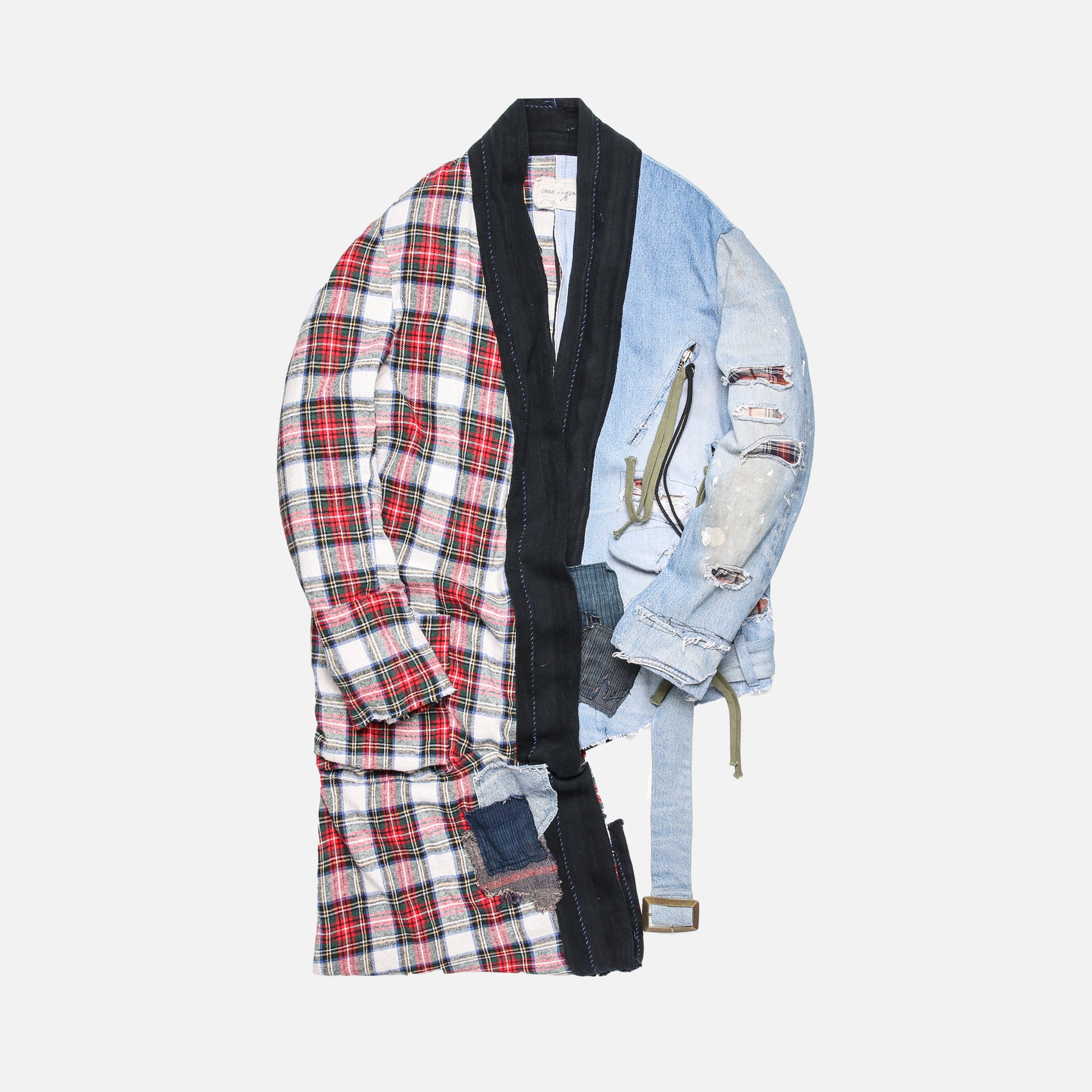 Greg Lauren 50/50 Highland Plaid Vintage Denim Asymmetrical GL1 - Multi
