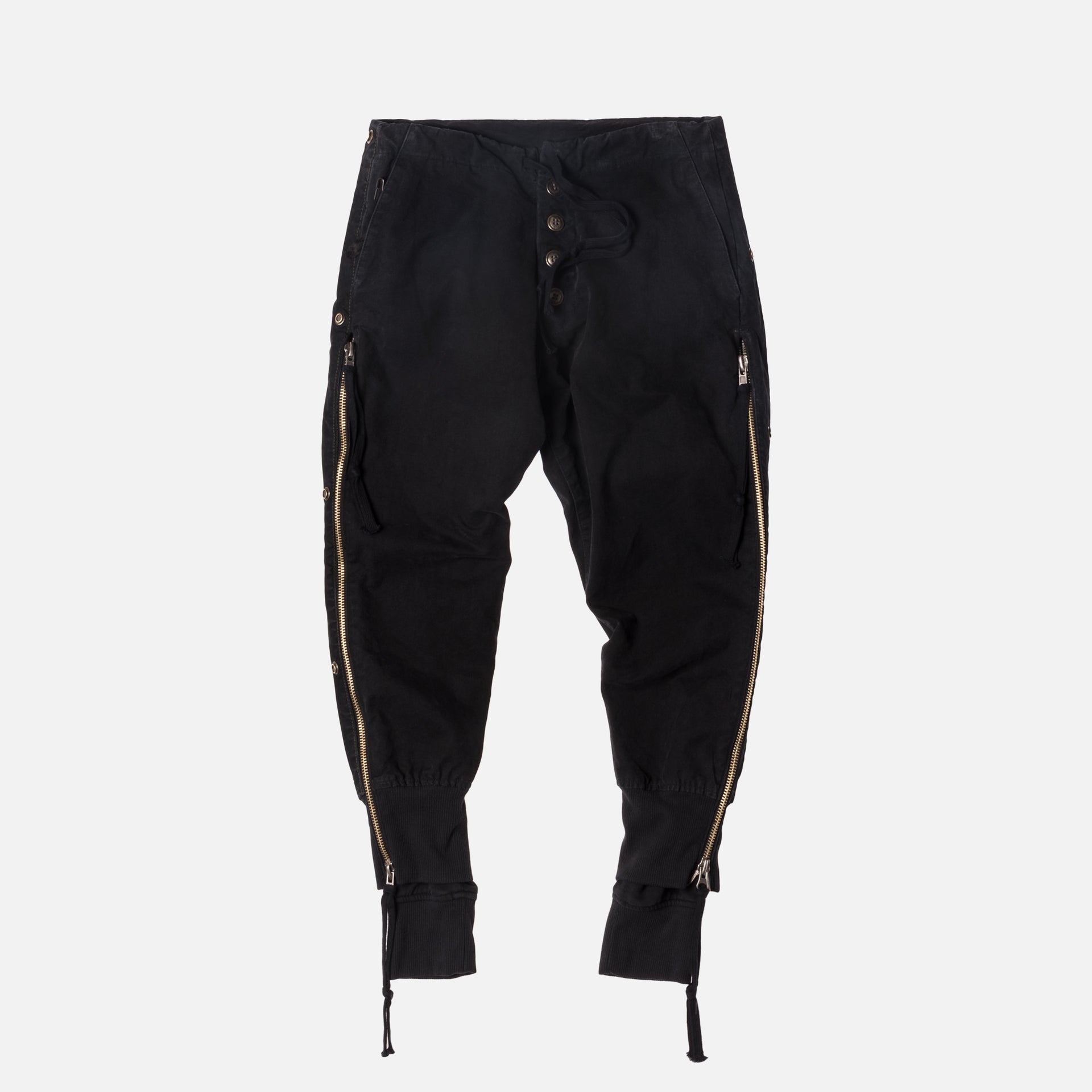 Greg Lauren Tent / Fleece Zipper Lounge Pant - Black