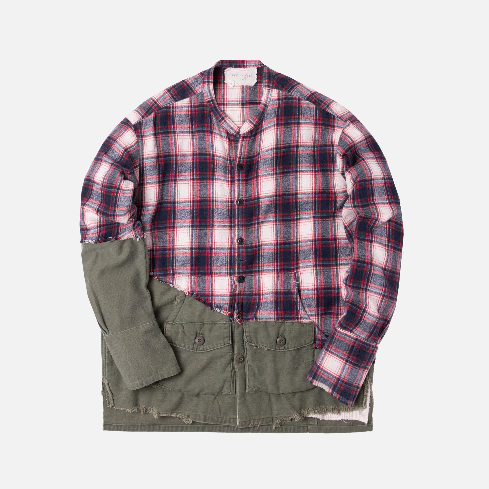 Greg Lauren 50/50 Studio Shirt - Red Plaid / Army
