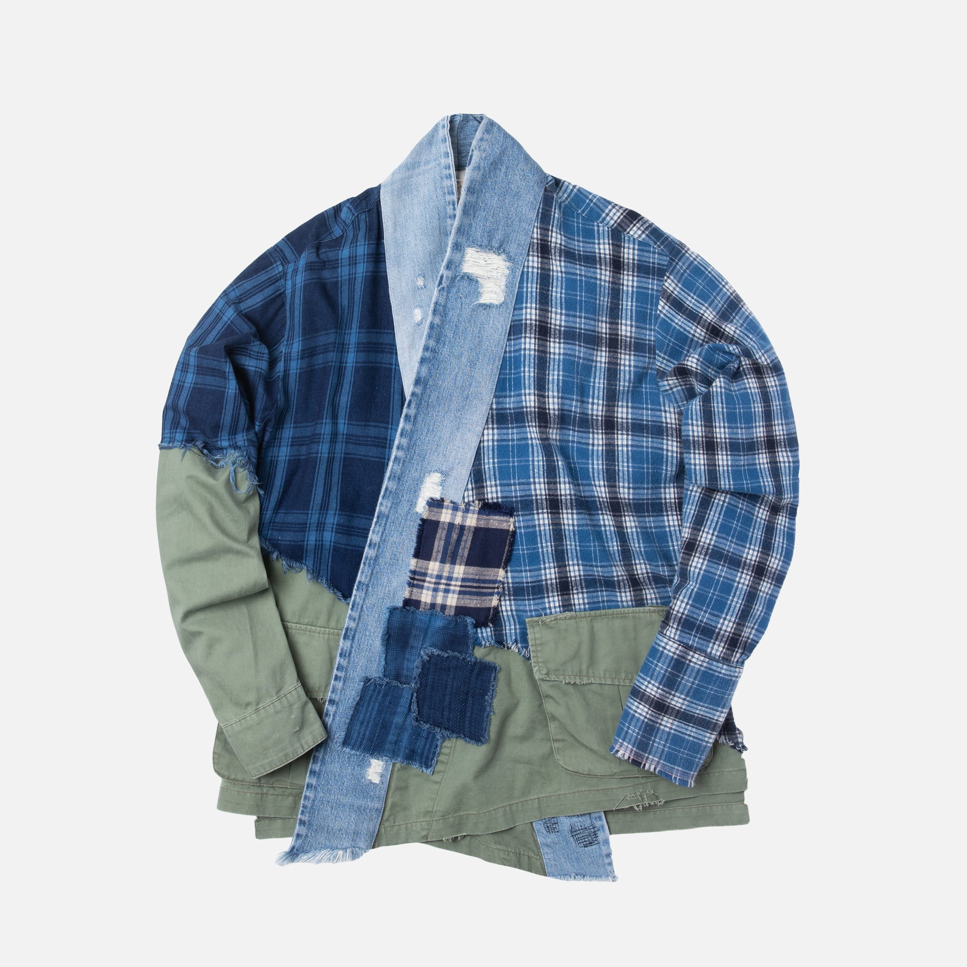 Greg Lauren 50/50 Mixed GL1 - Blue Plaid / Army