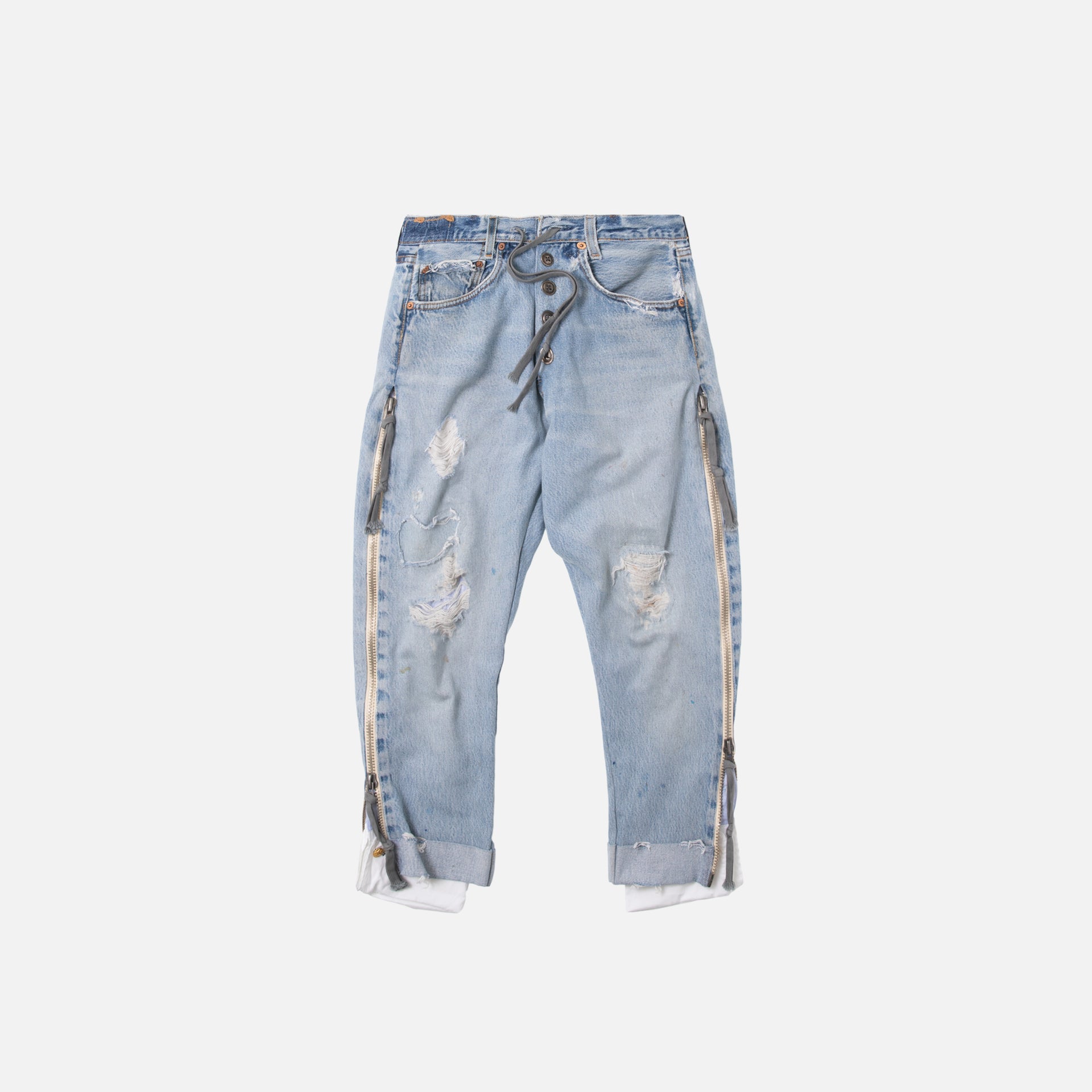 Greg Lauren Denim Prep Zip Pant - Light Blue