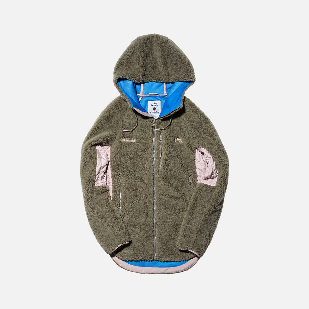 Kith x Columbia Sportswear High-Pile Zip Hoodie - Stone Green