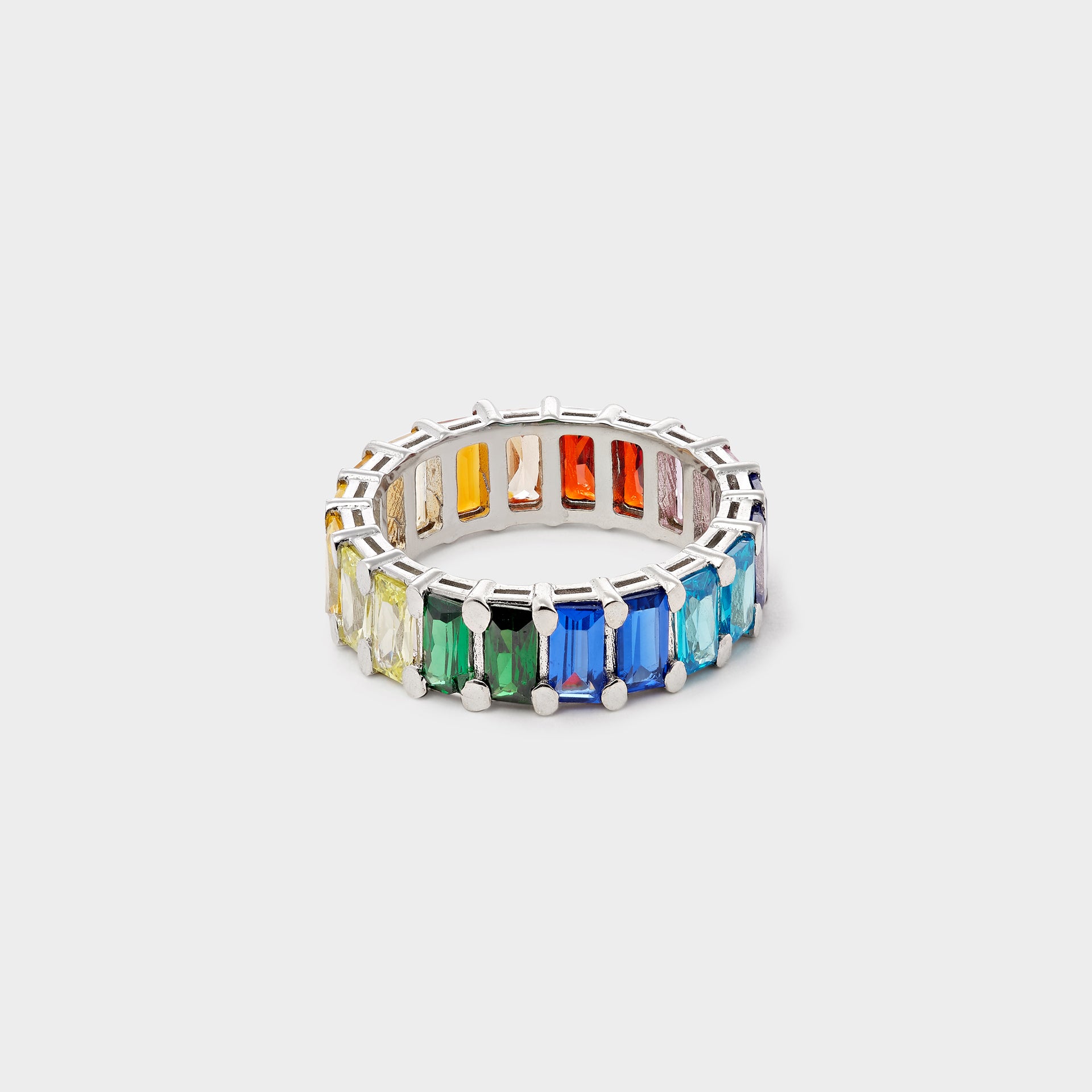 Hatton Labs Baguette Eternity Ring - Rainbow