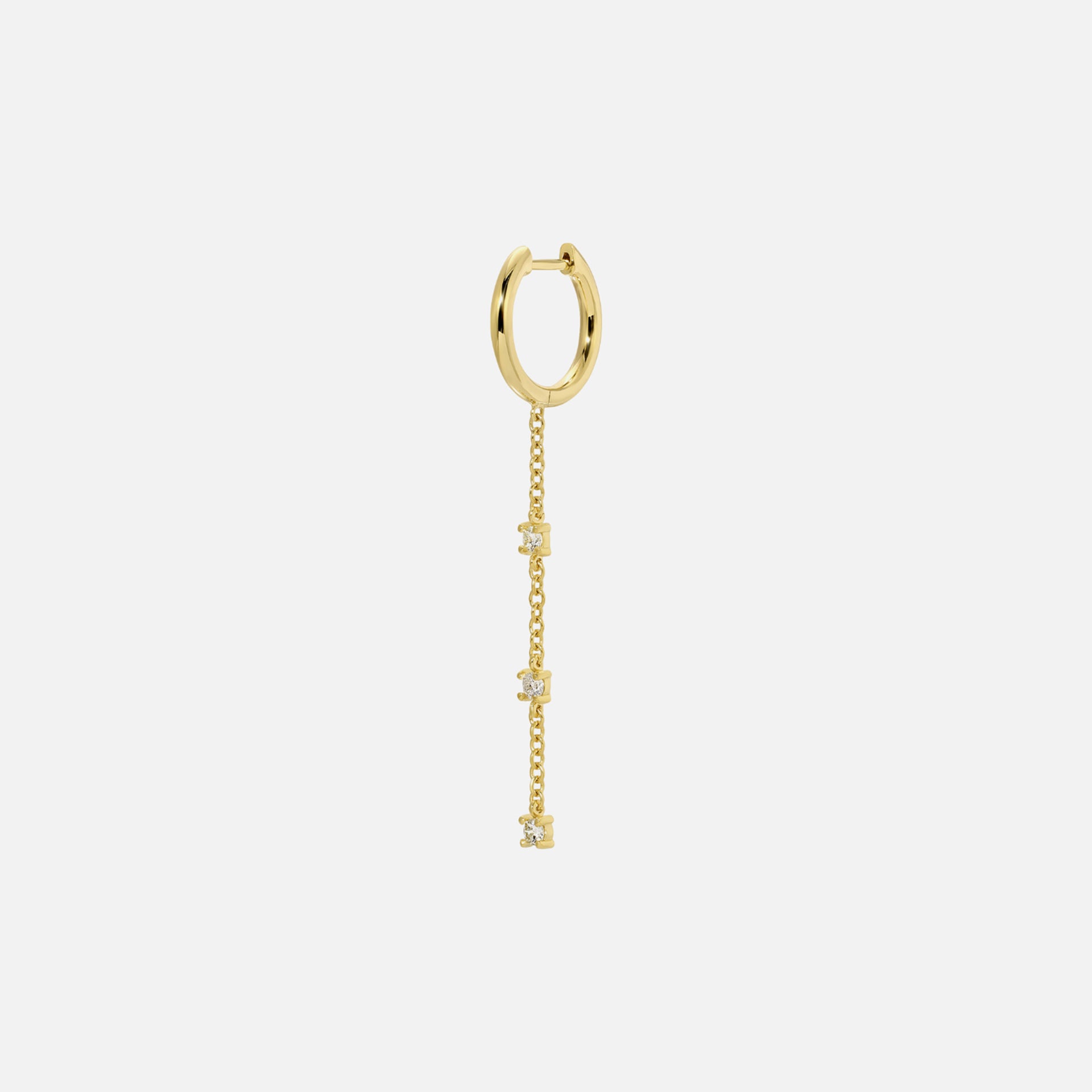 Isa Grutman Single Huggie with Diamond Chain Drop 14K Gold in Yellow Gold