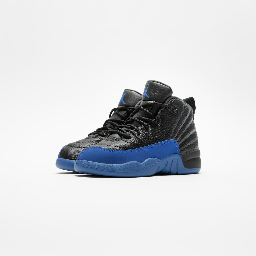 Jordan 12 black and blue preschool Clearance