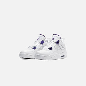 Nike Grade School Air Jordan 4 Retro - White / Court Purple / Metallic Silver