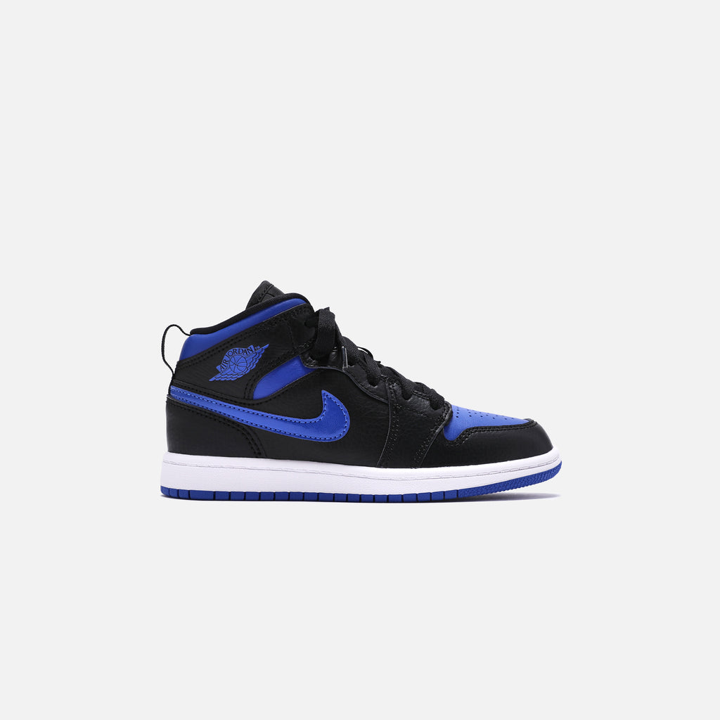 Nike Pre School Air Jordan 1 Mid Black Hyper Royal White Kith
