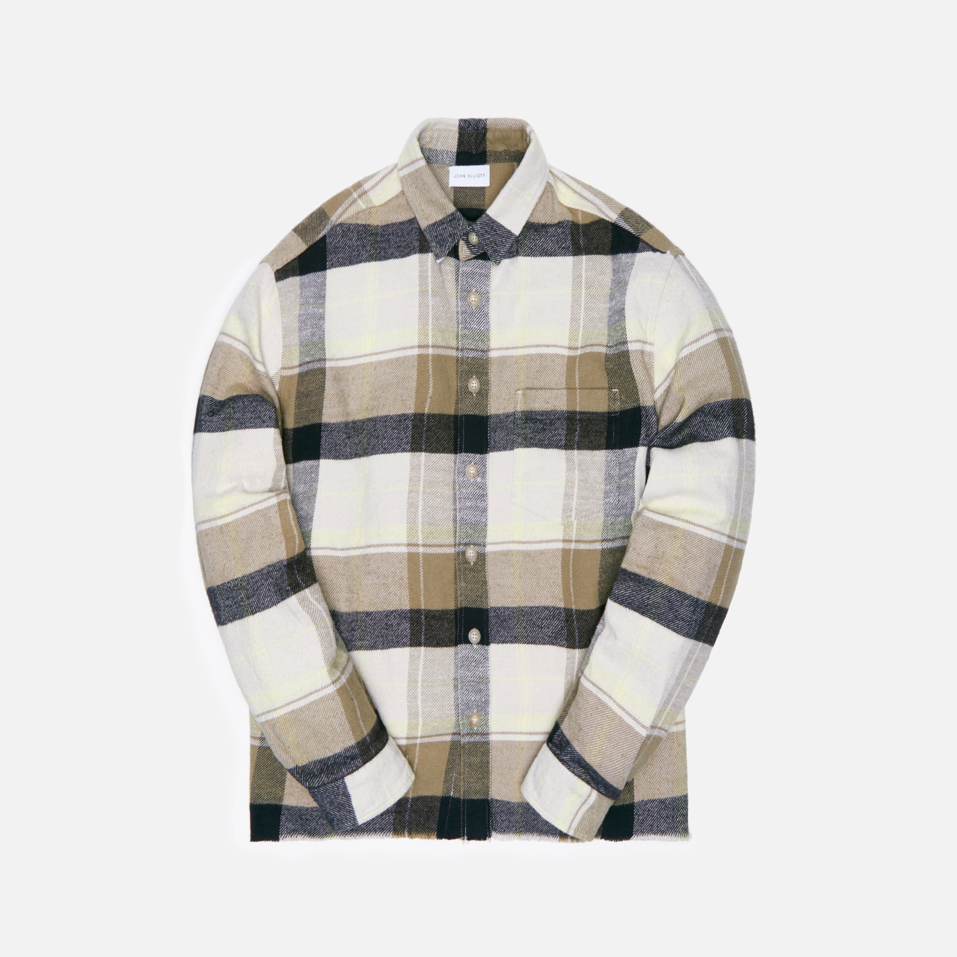 John Elliott Hemi Oversized Shirt Cyclone Check - Ivory