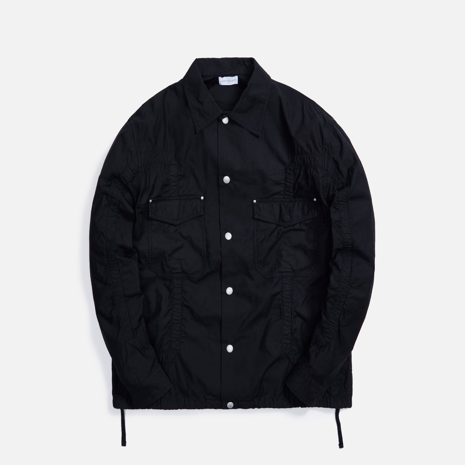 John Elliott Cotton Poplin Frame Snap Overshirt - Black