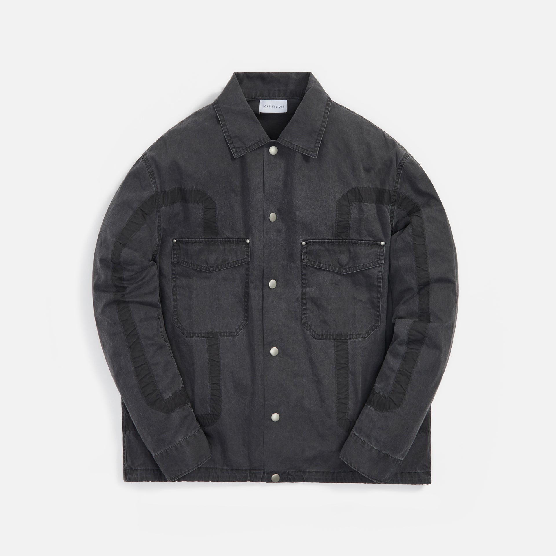 John Elliott Cotton Poplin Frame II Snap Overshirt - Black