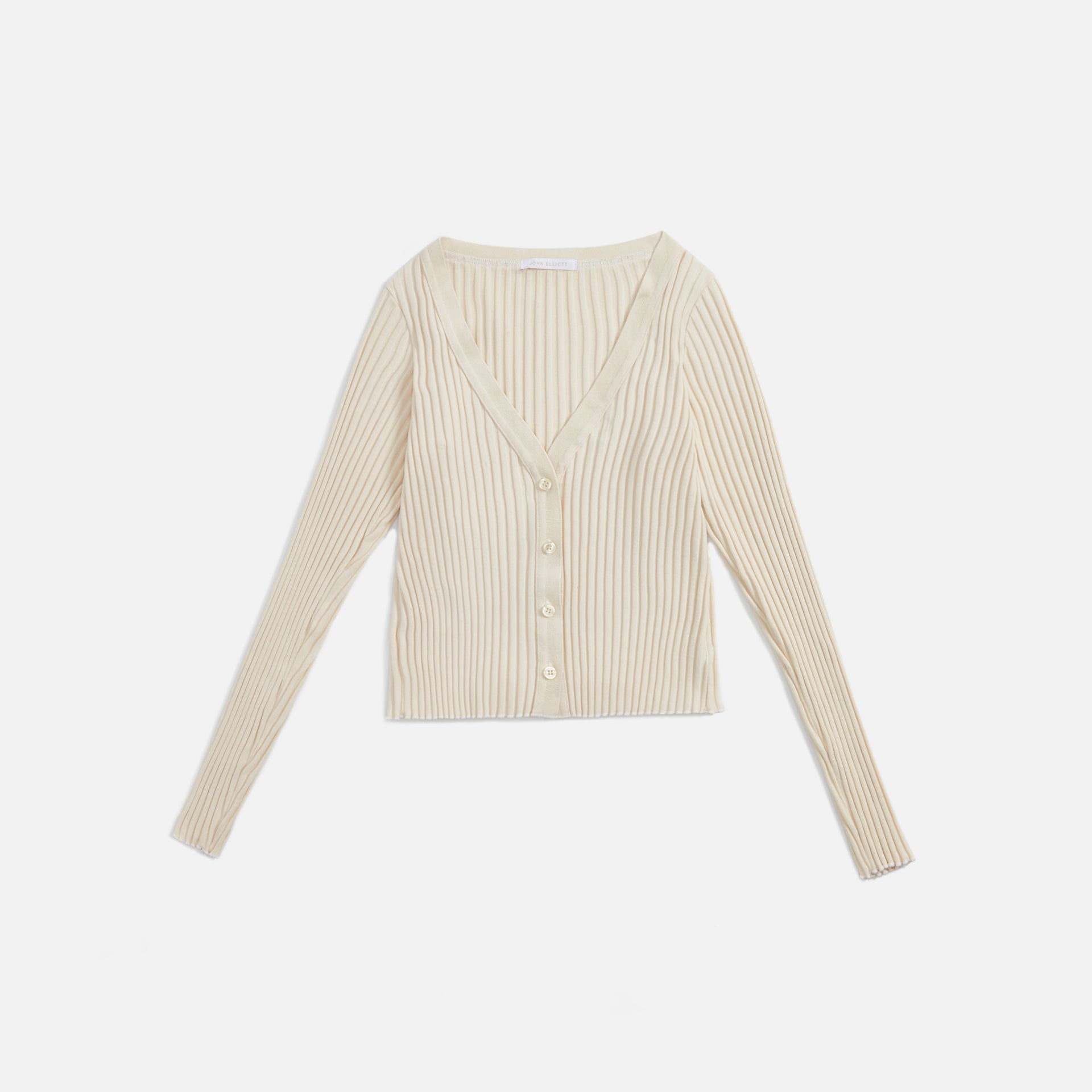 John Elliott Ginza Rib Cropped Cardigan - Feather