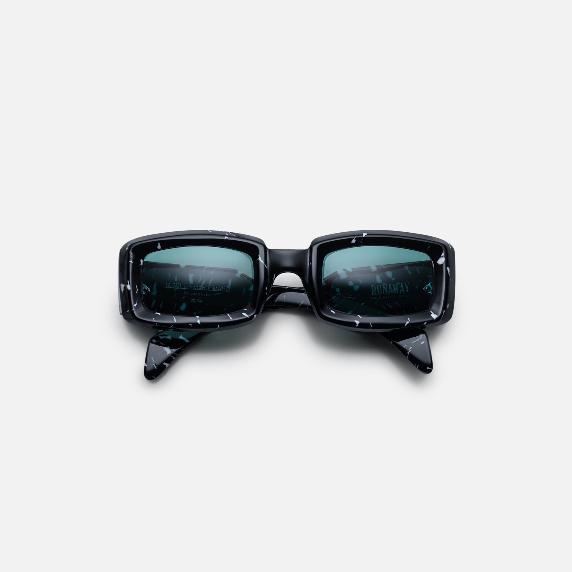 Jacques Marie Mage Runaway Marble Frame Seagreen Lens Silver Hardware - Black