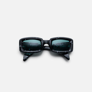 Jacques Marie Mage Runaway Marble Frame Seagreen Lens Silver Hardware - Black