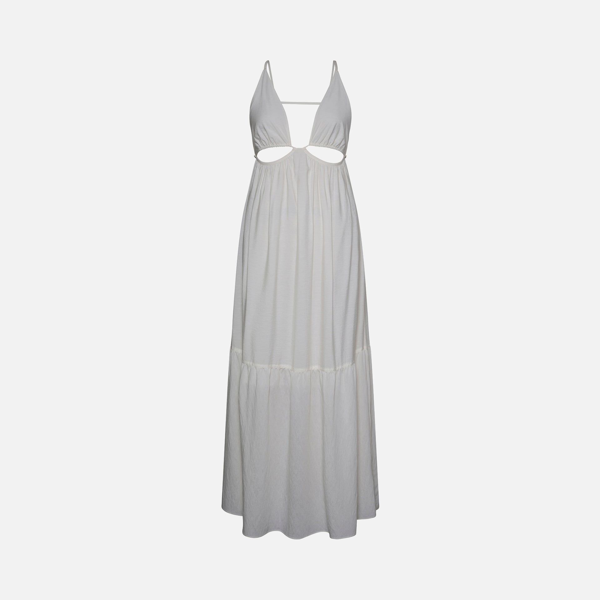 Jonathan Simkhai Calliope Solid Cut Out Dress w/ Strap Detail - Ecru